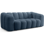 Belleville - Canapé Capitonné 3 Places en Tissu Chenille - Bleu Foncé