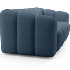 Belleville - Canapé Capitonné 3 Places en Tissu Chenille - Bleu Foncé