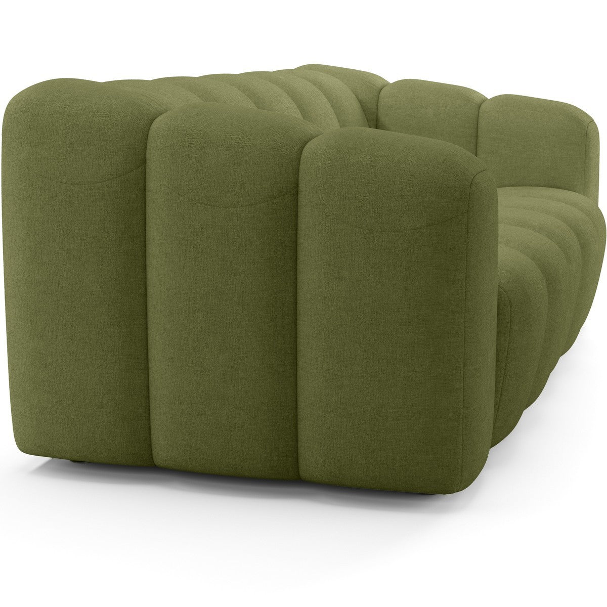 Belleville - Canapé Capitonné Convertible 3 Places en Tissu Chenille - Ouverture Express - Vert Olive