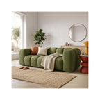 Belleville - Canapé Capitonné Convertible 3 Places en Tissu Chenille - Ouverture Express - Vert Olive