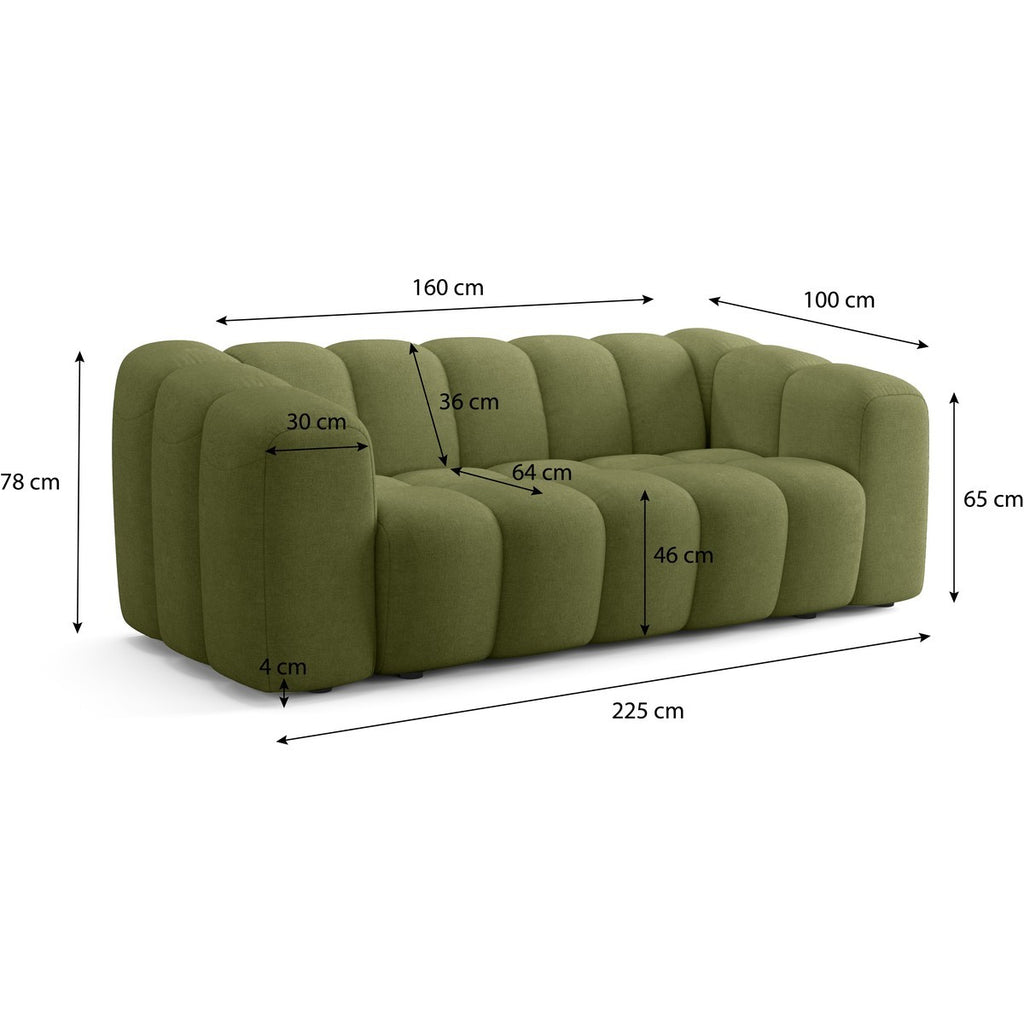 Belleville - Canapé Capitonné Convertible 3 Places en Tissu Chenille - Ouverture Express - Vert Olive