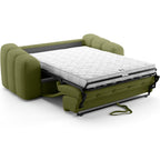 Belleville - Canapé Capitonné Convertible 3 Places en Tissu Chenille - Ouverture Express - Vert Olive