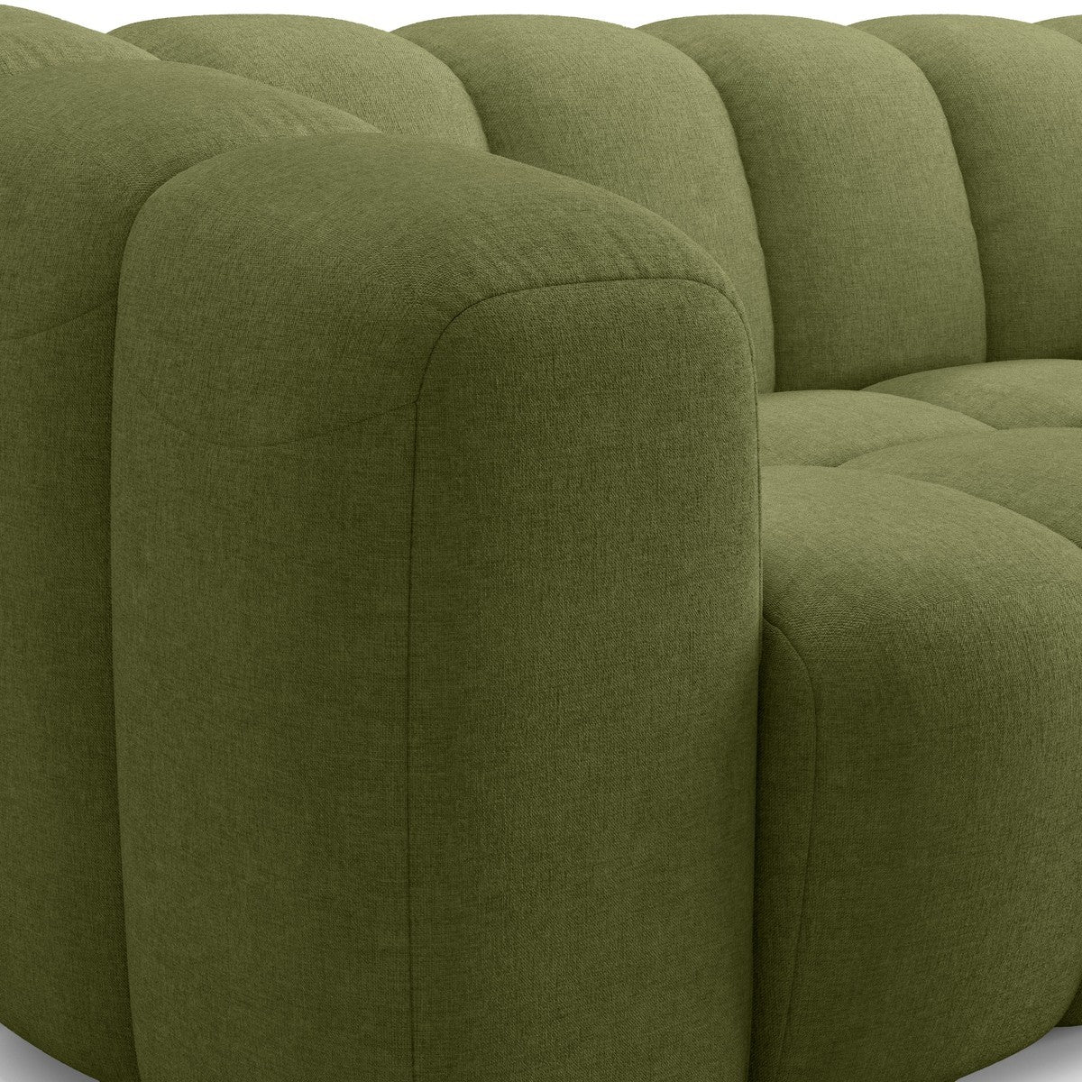 Belleville - Canapé Capitonné Convertible 3 Places en Tissu Chenille - Ouverture Express - Vert Olive