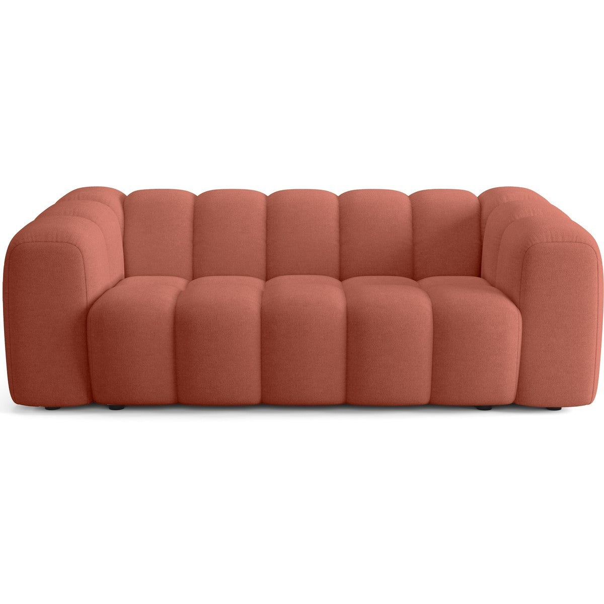 Belleville - Canapé Capitonné Convertible 3 Places en Tissu Chenille - Ouverture Express - Terracotta