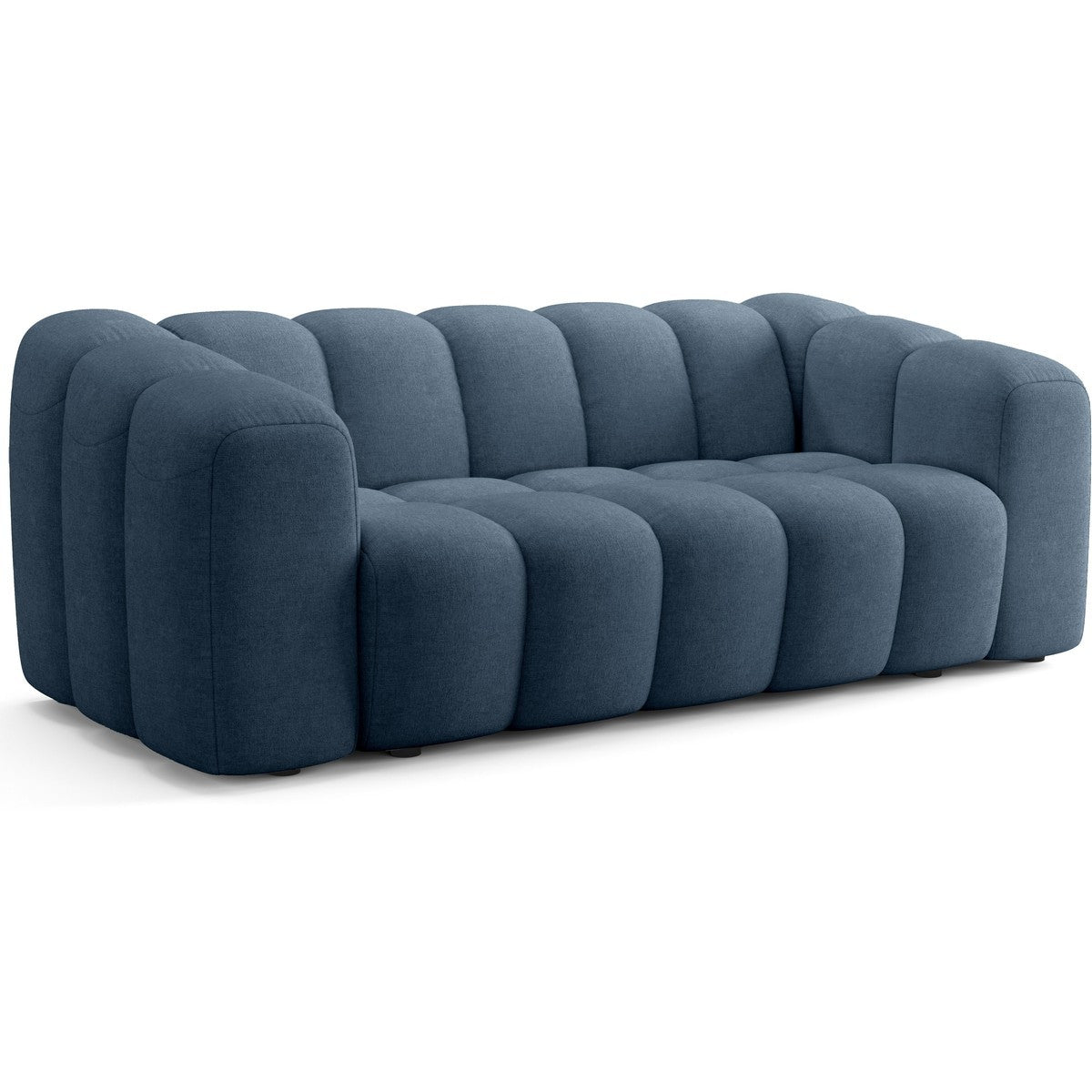 Belleville - Canapé Capitonné Convertible 3 Places en Tissu Chenille - Ouverture Express - Bleu Foncé