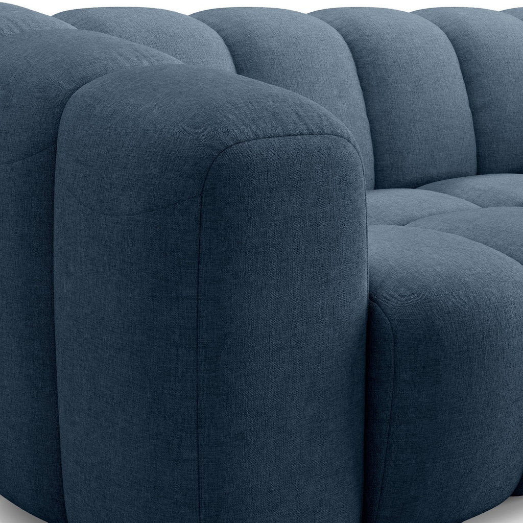 Belleville - Canapé Capitonné Convertible 3 Places en Tissu Chenille - Ouverture Express - Bleu Foncé