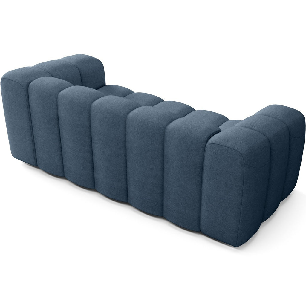 Belleville - Canapé Capitonné Convertible 3 Places en Tissu Chenille - Ouverture Express - Bleu Foncé