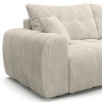 Alba - Canapé d'Angle Réversible Convertible 4 Places en Velours Côtelé - Beige