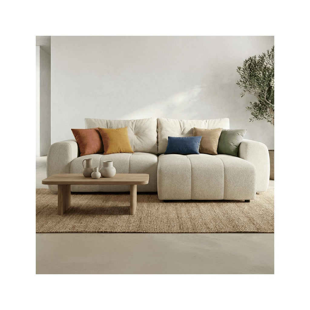 Alba - Canapé d'Angle Réversible Convertible 4 Places en Tissu Chenille - Beige