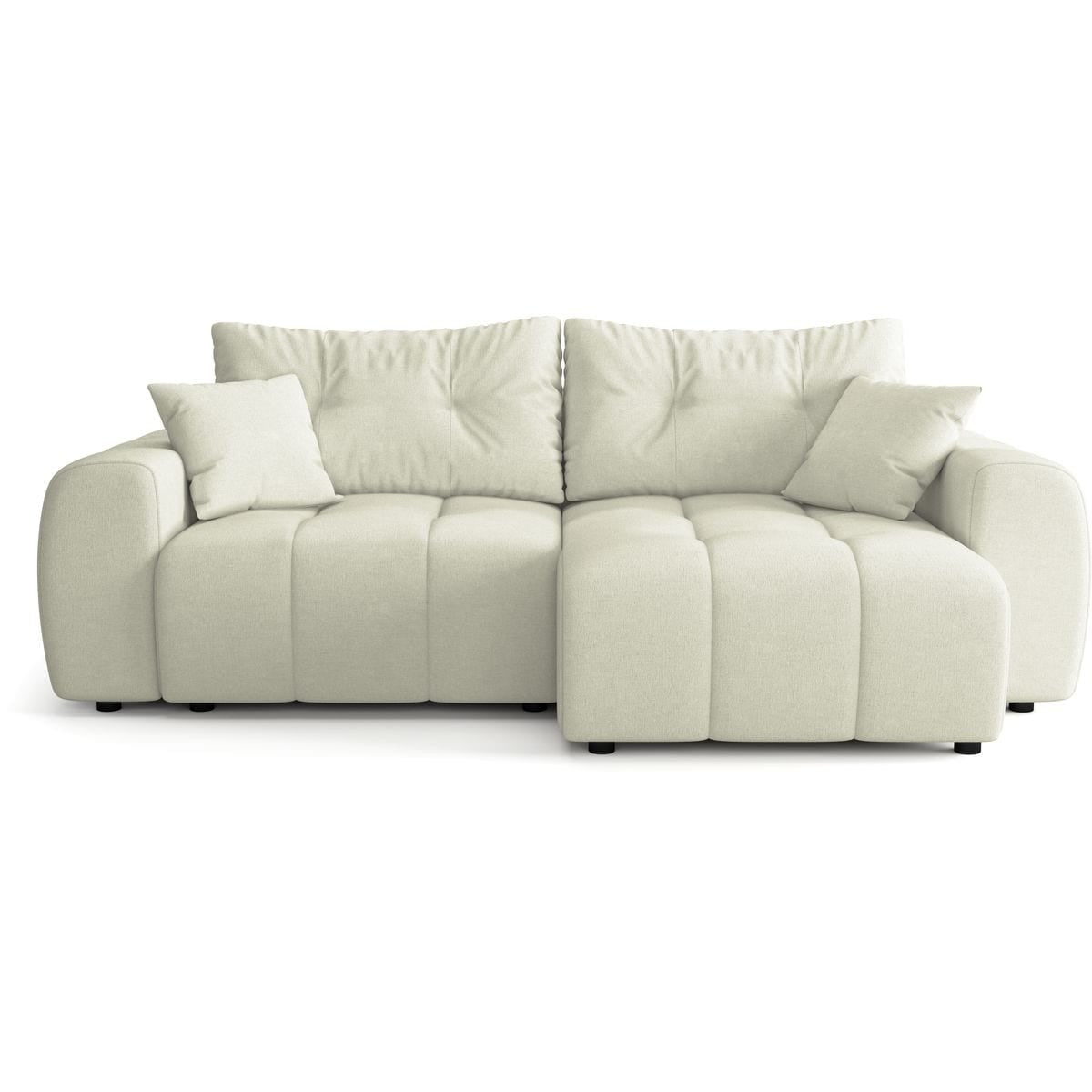 Alba - Canapé d'Angle Réversible Convertible 4 Places en Tissu Chenille - Beige
