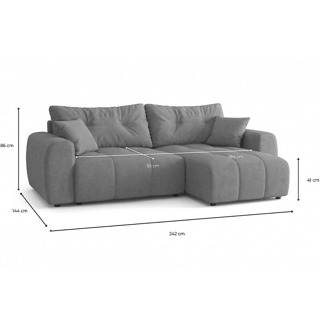 Alba - Canapé d'Angle Réversible Convertible 4 Places en Tissu Chenille - Beige