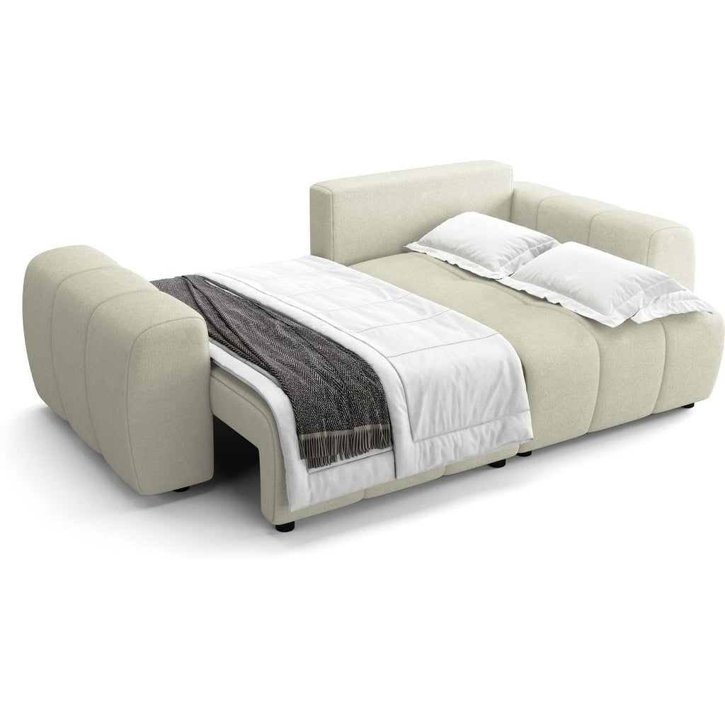 Alba - Canapé d'Angle Réversible Convertible 4 Places en Tissu Chenille - Beige