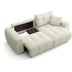 Alba - Canapé d'Angle Réversible Convertible 4 Places en Tissu Chenille - Beige