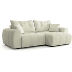 Alba - Canapé d'Angle Réversible Convertible 4 Places en Tissu Chenille - Beige
