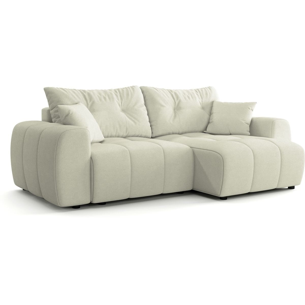Alba - Canapé d'Angle Réversible Convertible 4 Places en Tissu Chenille - Beige