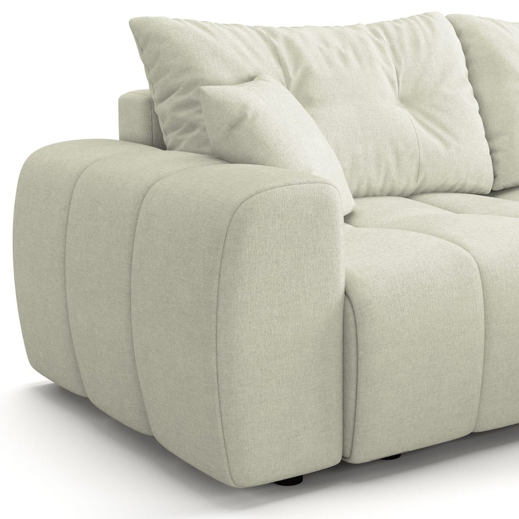 Alba - Canapé d'Angle Réversible Convertible 4 Places en Tissu Chenille - Beige