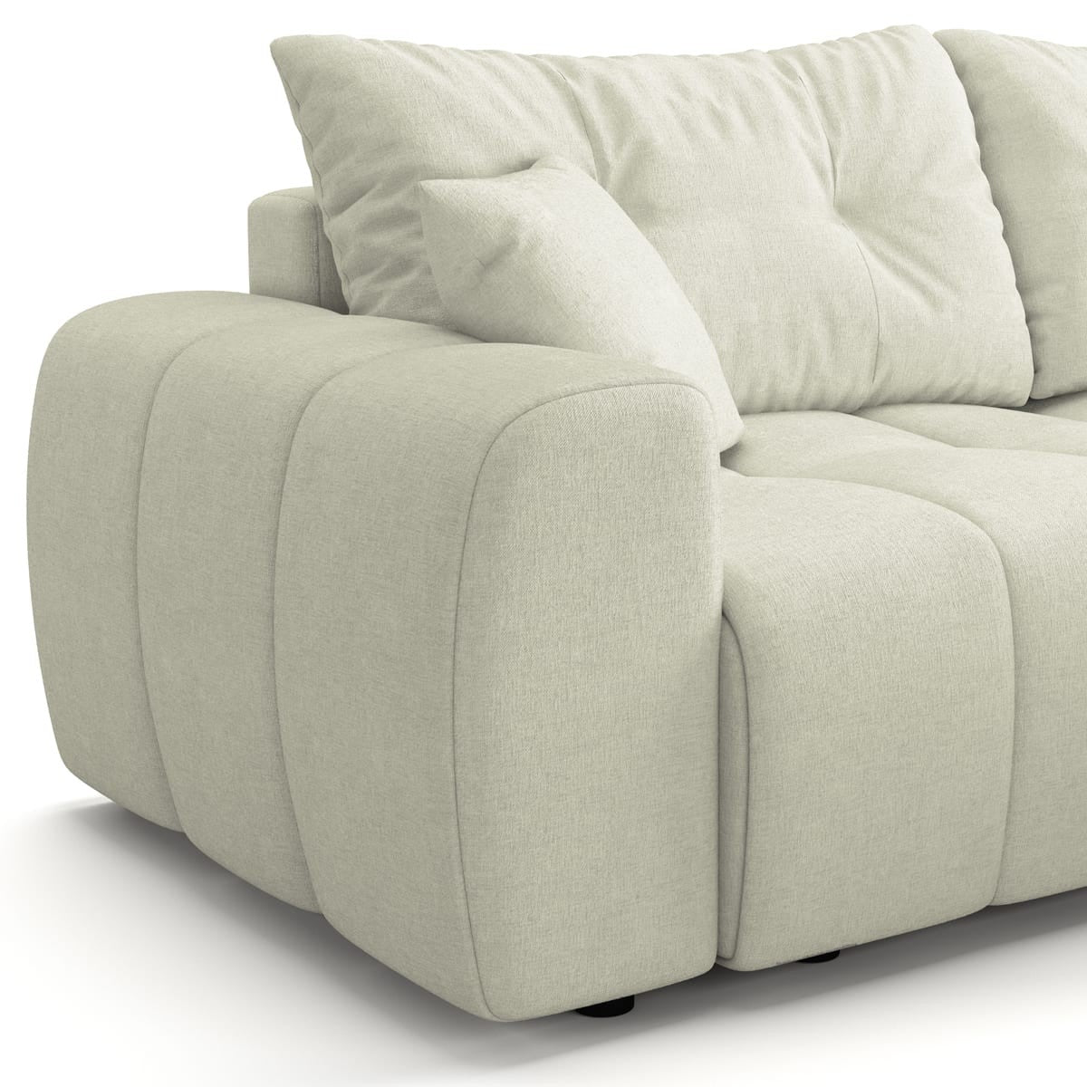 Alba - Canapé d'Angle Réversible Convertible 4 Places en Tissu Chenille - Beige