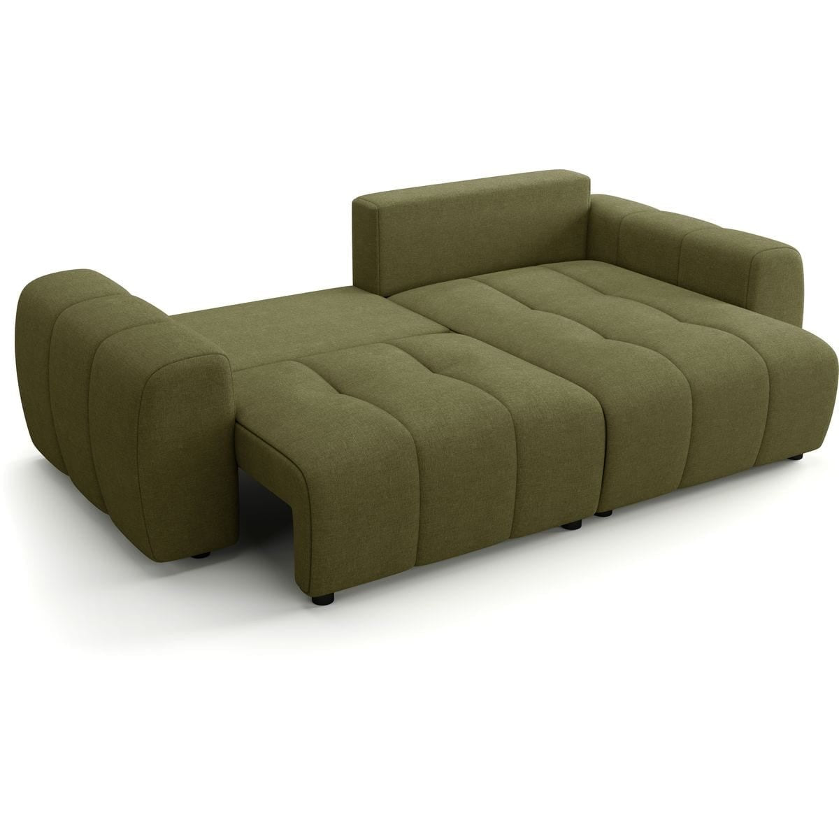 Alba - Canapé d'Angle Réversible Convertible 4 Places en Tissu Chenille - Vert Olive