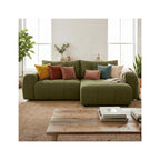 Alba - Canapé d'Angle Réversible Convertible 4 Places en Tissu Chenille - Vert Olive