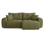 Alba - Canapé d'Angle Réversible Convertible 4 Places en Tissu Chenille - Vert Olive