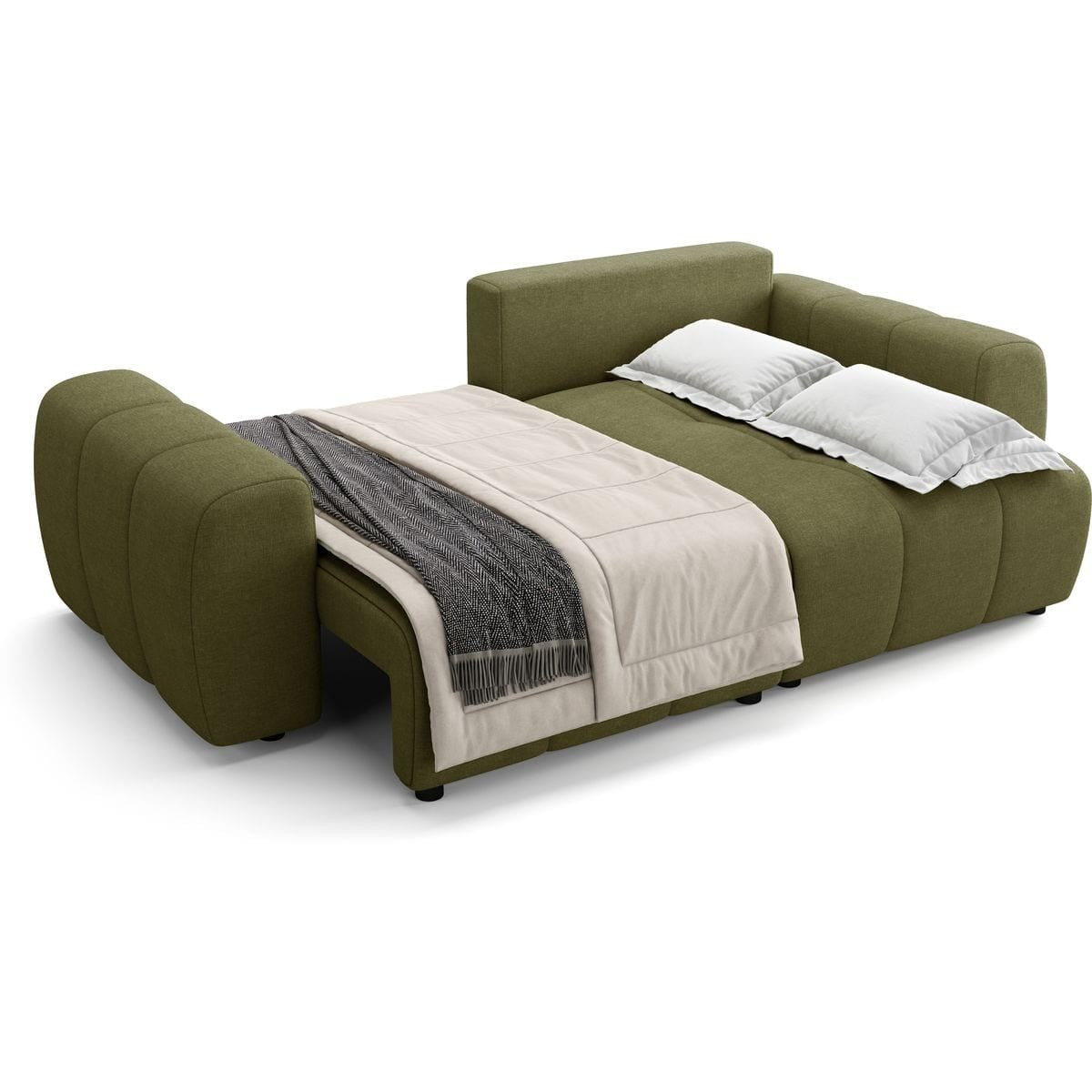 Alba - Canapé d'Angle Réversible Convertible 4 Places en Tissu Chenille - Vert Olive