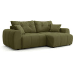Alba - Canapé d'Angle Réversible Convertible 4 Places en Tissu Chenille - Vert Olive