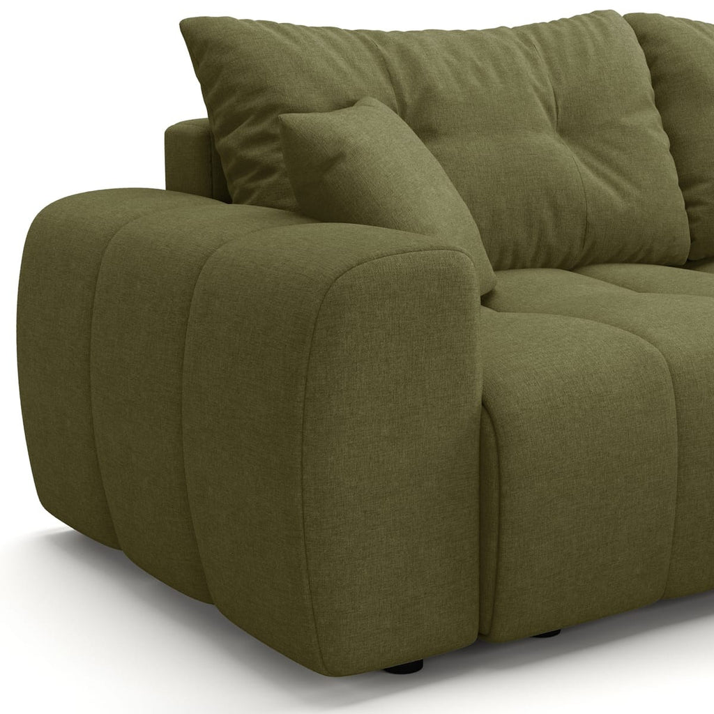 Alba - Canapé d'Angle Réversible Convertible 4 Places en Tissu Chenille - Vert Olive