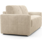 Cassian - Canapé Capitonné Convertible 3 Places en Velours Côtelé - Ouverture Express - Beige
