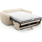 Cassian - Canapé Capitonné Convertible 3 Places en Velours Côtelé - Ouverture Express - Beige