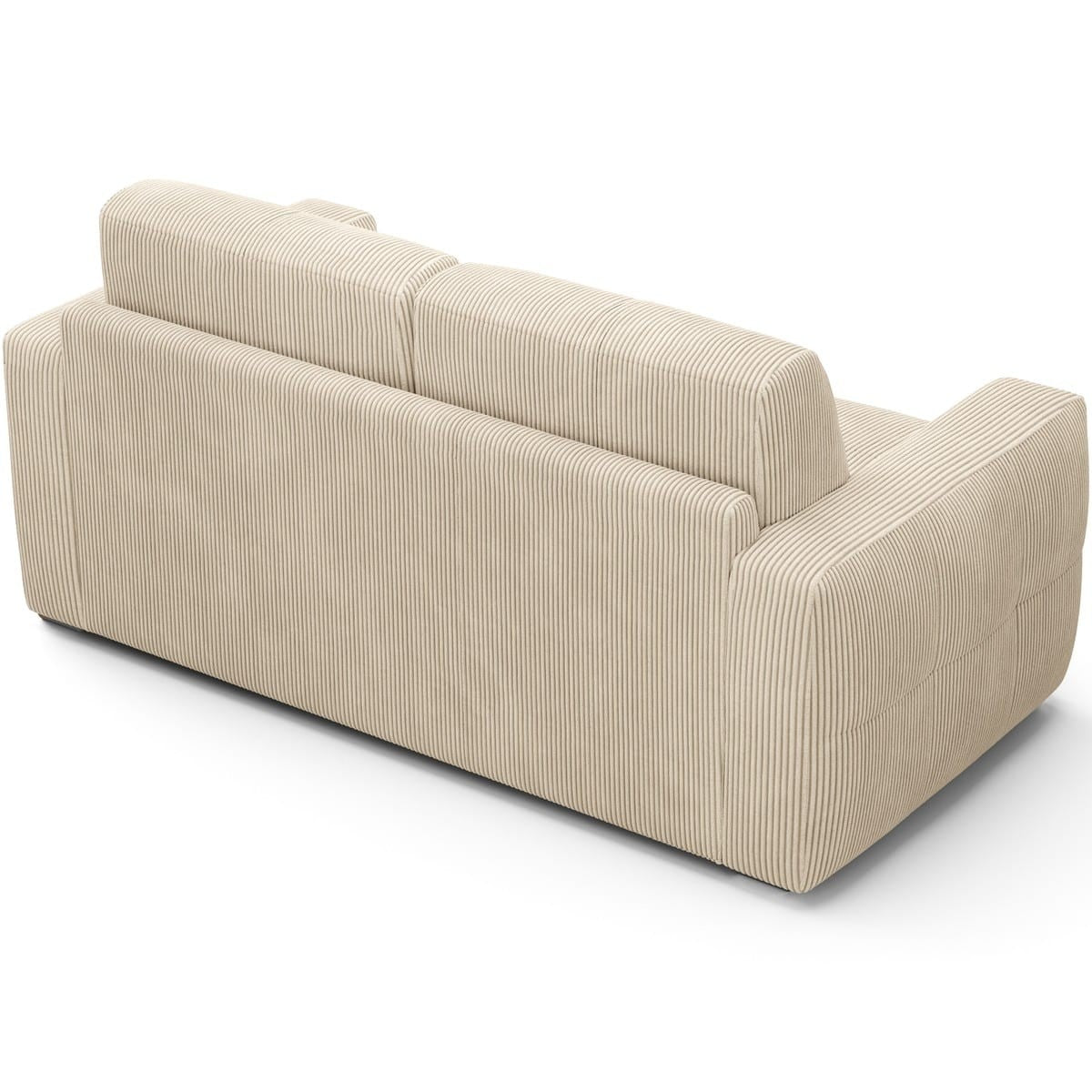 Cassian - Canapé Capitonné Convertible 3 Places en Velours Côtelé - Ouverture Express - Beige
