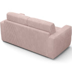 Cassian - Canapé Capitonné Convertible 3 Places en Velours Côtelé - Ouverture Express - Rose Pâle