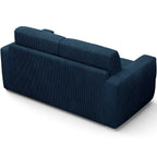 Cassian - Canapé Capitonné Convertible 3 Places en Velours Côtelé - Ouverture Express - Bleu Foncé