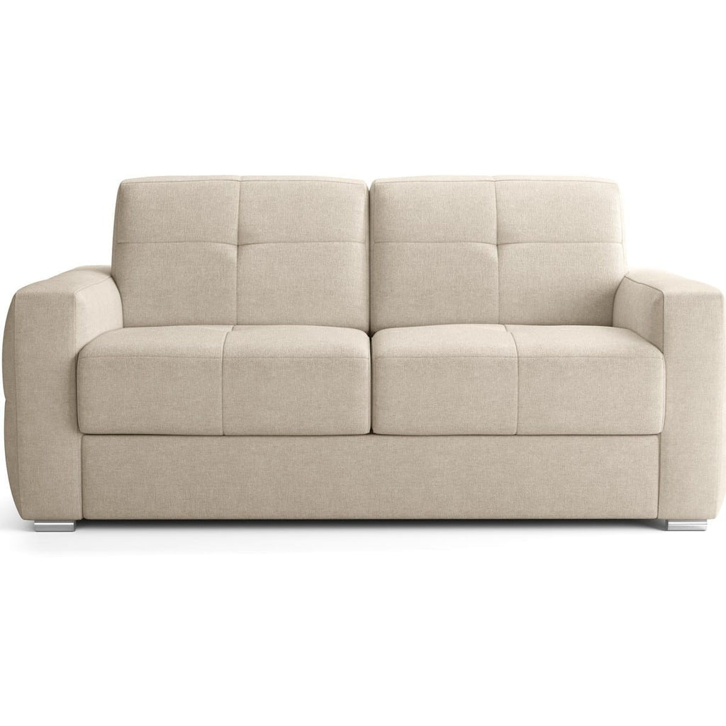 Cassian - Canapé Capitonné Convertible 3 Places en Tissu Chenille - Ouverture Express - Beige