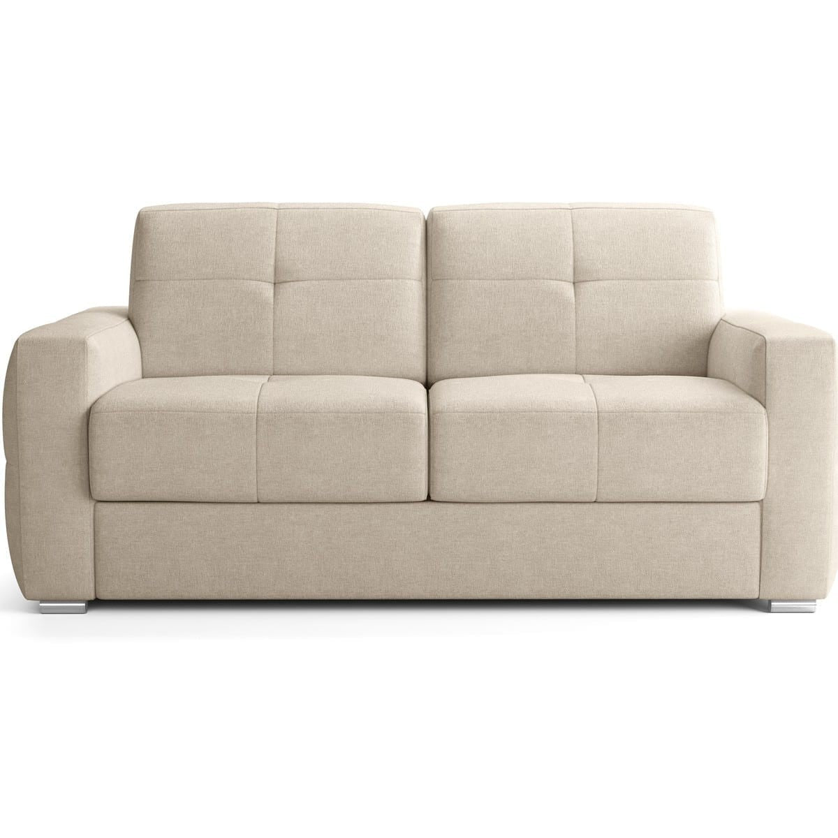 Cassian - Canapé Capitonné Convertible 3 Places en Tissu Chenille - Ouverture Express - Beige