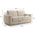 Cassian - Canapé Capitonné Convertible 3 Places en Tissu Chenille - Ouverture Express - Beige
