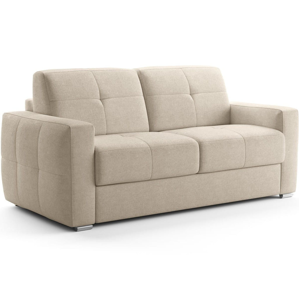 Cassian - Canapé Capitonné Convertible 3 Places en Tissu Chenille - Ouverture Express - Beige