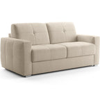 Cassian - Canapé Capitonné Convertible 3 Places en Tissu Chenille - Ouverture Express - Beige