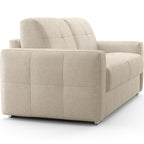 Cassian - Canapé Capitonné Convertible 3 Places en Tissu Chenille - Ouverture Express - Beige