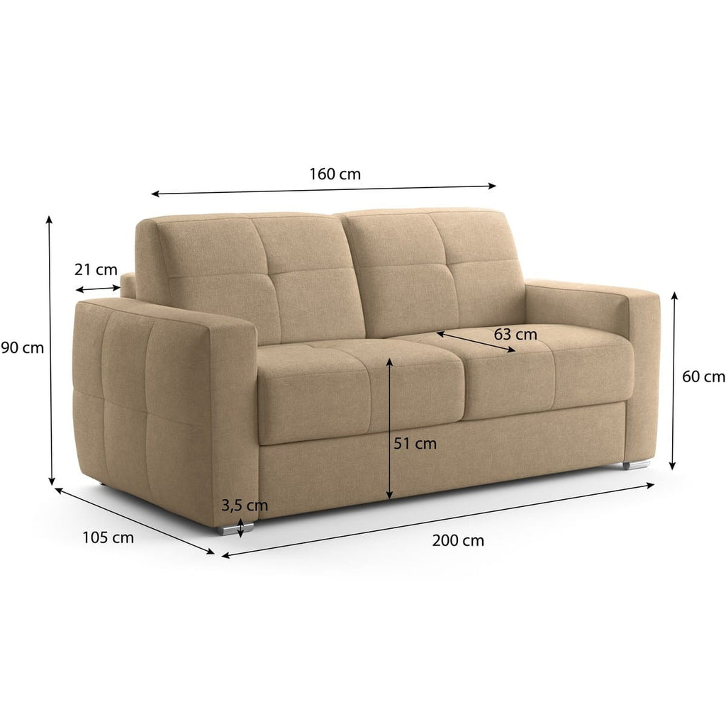 Cassian - Canapé Capitonné Convertible 3 Places en Tissu Chenille - Ouverture Express - Taupe