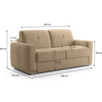 Cassian - Canapé Capitonné Convertible 3 Places en Tissu Chenille - Ouverture Express - Taupe