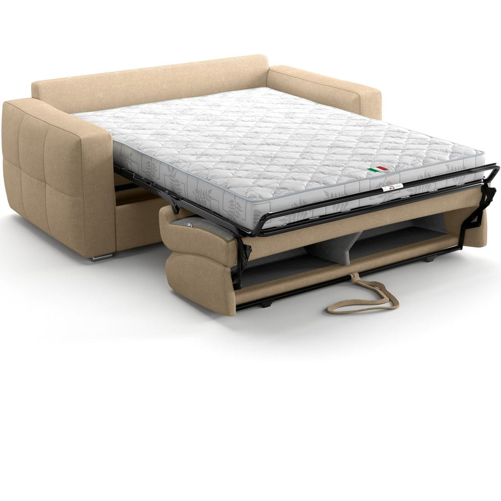 Cassian - Canapé Capitonné Convertible 3 Places en Tissu Chenille - Ouverture Express - Taupe
