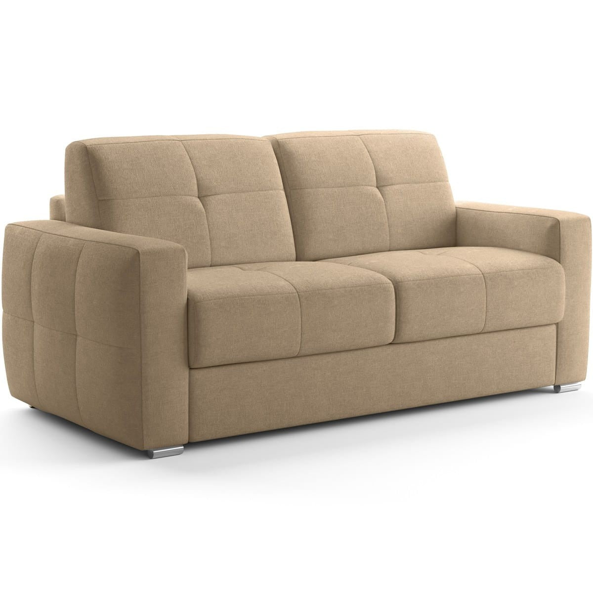 Cassian - Canapé Capitonné Convertible 3 Places en Tissu Chenille - Ouverture Express - Taupe