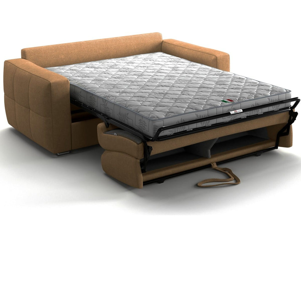 Cassian - Canapé Capitonné Convertible 3 Places en Tissu Chenille - Ouverture Express - Moka