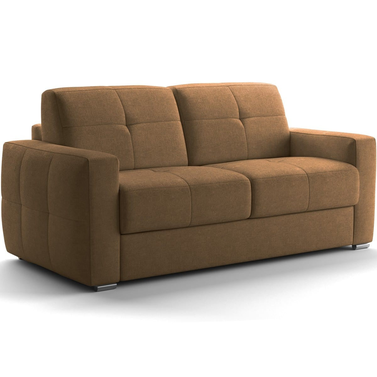 Cassian - Canapé Capitonné Convertible 3 Places en Tissu Chenille - Ouverture Express - Moka