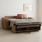 Cassian - Canapé Capitonné Convertible 3 Places en Tissu Chenille - Ouverture Express - Moka