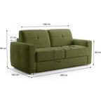 Cassian - Canapé Capitonné Convertible 3 Places en Tissu Chenille - Ouverture Express - Vert Olive