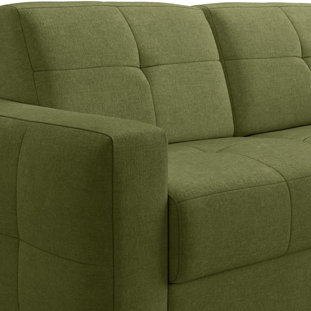 Cassian - Canapé Capitonné Convertible 3 Places en Tissu Chenille - Ouverture Express - Vert Olive