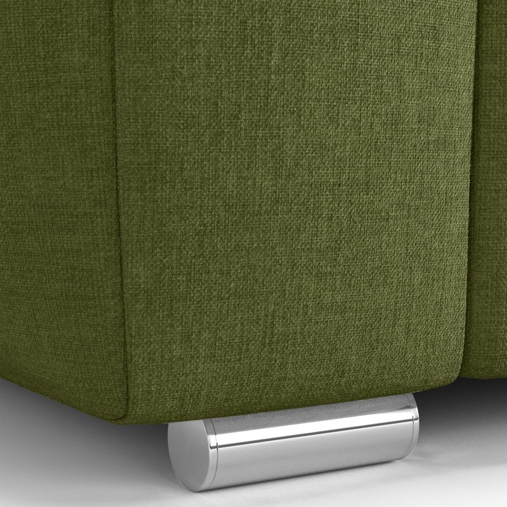Cassian - Canapé Capitonné Convertible 3 Places en Tissu Chenille - Ouverture Express - Vert Olive