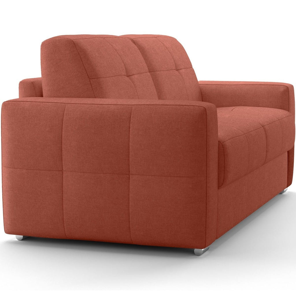 Cassian - Canapé Capitonné Convertible 3 Places en Tissu Chenille - Ouverture Express - Terracotta