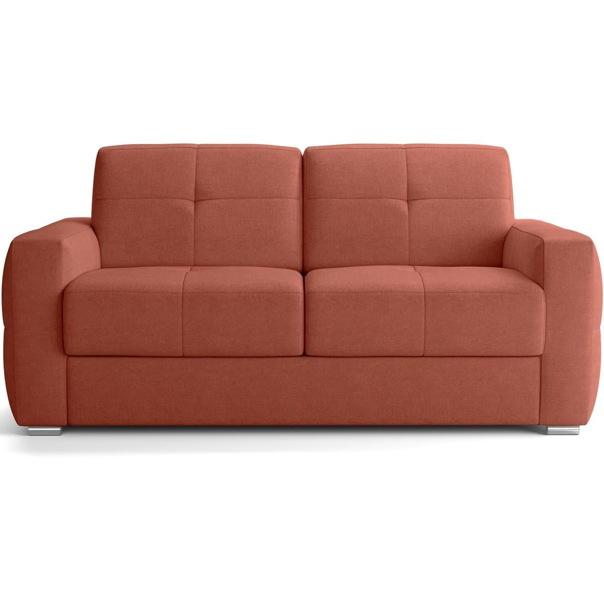 Cassian - Canapé Capitonné Convertible 3 Places en Tissu Chenille - Ouverture Express - Terracotta